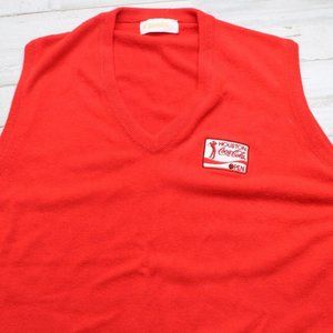 Vintage 1980s HOUSTON COCA-COLA OPEN Golf Tournament Red V-Neck Sweater LG Sahar